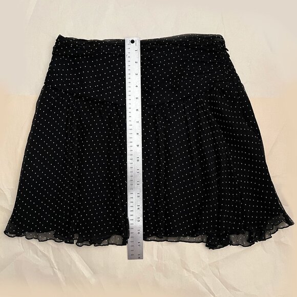 Express Y2K Black & White Polka Dot Silk Mini Skirt – Size 0 - Picture 10 of 10
